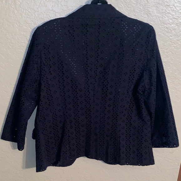 Oscar de la Renta black eyelet blazer - Picture 2 of 5